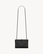 YSL Envelope Small in Quilted Grain De Poudre Embossed Leather